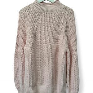J Crew Pink Cable 100% Percent Cotton Sweater Womens Medium